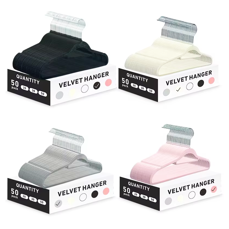 Owentek Velvet Hanger 50 Pack Wholesale Space Saving Black Non Slip