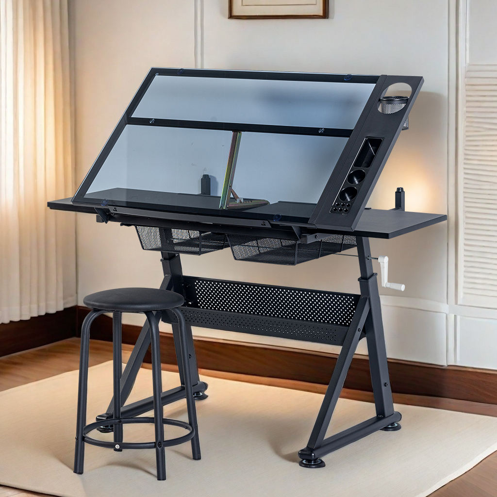 Hot Sale Office Desk Foldable Engineering Drafting Art Desk Standing Drawing Desk With Drawers